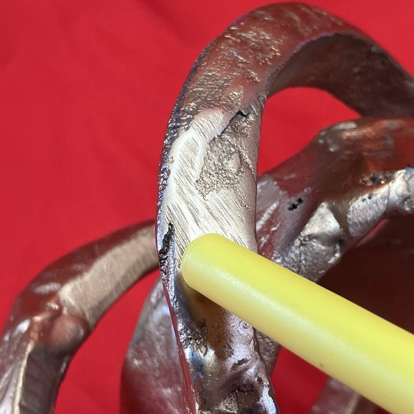 Vintage Gold Tone Metal Knot / Abstract Art / Modern Sculpture Painted / Flaw - Picture 14 of 16